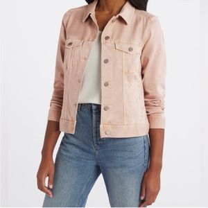 Liverpool Temma Button Front Denim Jacket in Blush Size Small